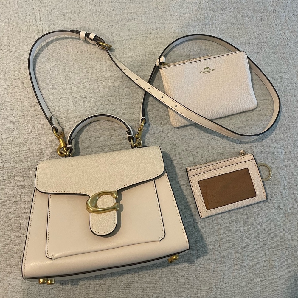 Coach Top Handle 20 Purse and Coin Bags - Cream